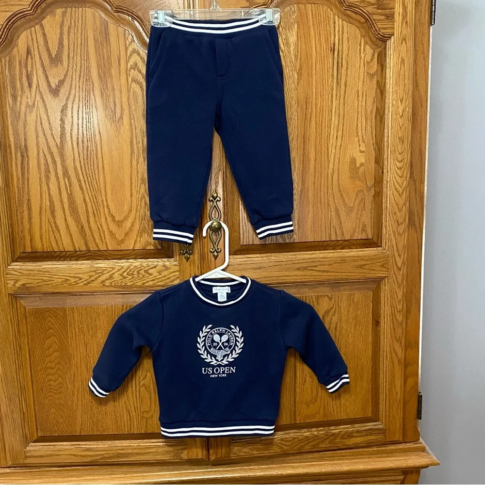 Polo‎ Ralph Lauren US Open Crest Fleece Sweatshirt and Pants Set Sz 18M 2024